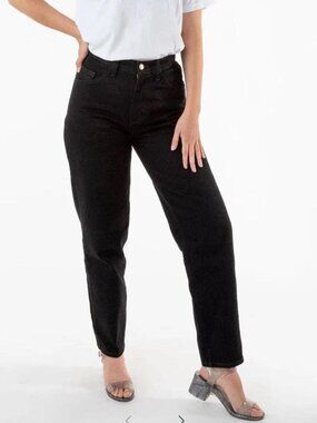 Los angeles apparel bull denim relaxed fit high waisted mom jeans in black